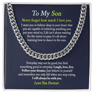 To My Son, I Love You Cuban Chain Necklace