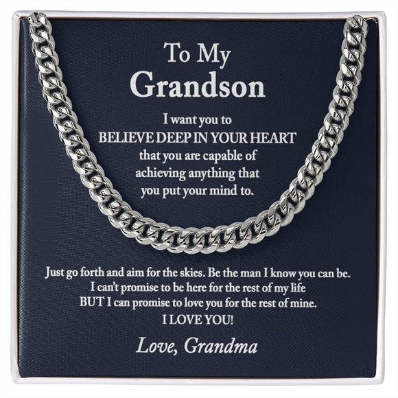 To My Grandson Cuban Link Chain