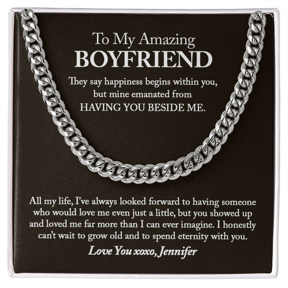 To My Amazing Boyfriend Cuban Chain Necklace, Boyfriend Birthday Gift, Sentimental Boyfriend Gift Ideas, Boyfriend Gift, Anniversary Gift