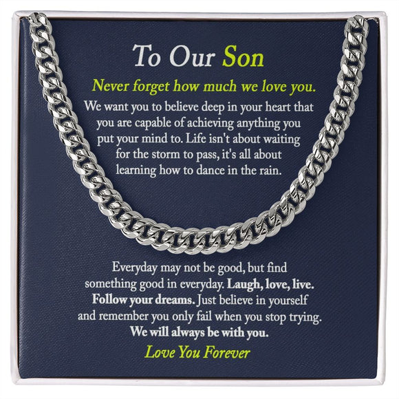 To Our Son, We Love You Cuban Chain