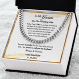 Groom Gift from Bride, Personalized Groom Gift from Bride on Wedding Day, Gift From Bride to Groom, Mens Cuban Link Chain for Husband