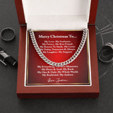 Boyfriend Cuban Chain Necklace, Personalized Boyfriend Christmas Gift, Romantic Christmas Gift for Boyfriend, Unique Christmas Gifts for Him