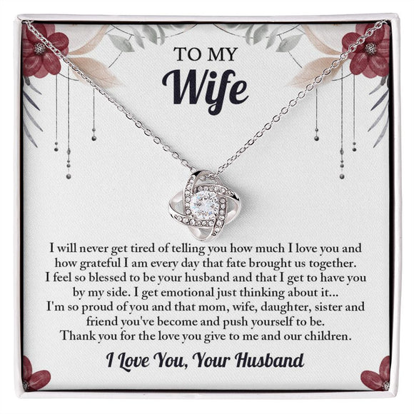 To My Wife Love Knot Necklace, Wife Necklace