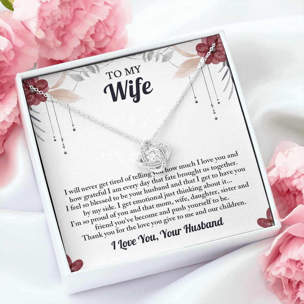 To My Wife Love Knot Necklace, Wife Necklace