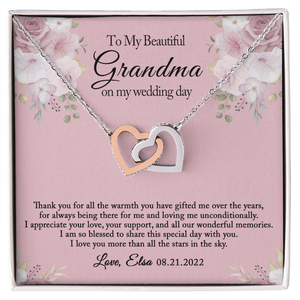Grandmother of the Bride Gift from the Bride, Grandma of the Bride Gift, Wedding Gift for Grandma, Rehearsal Dinner, Joint Hearts Necklace