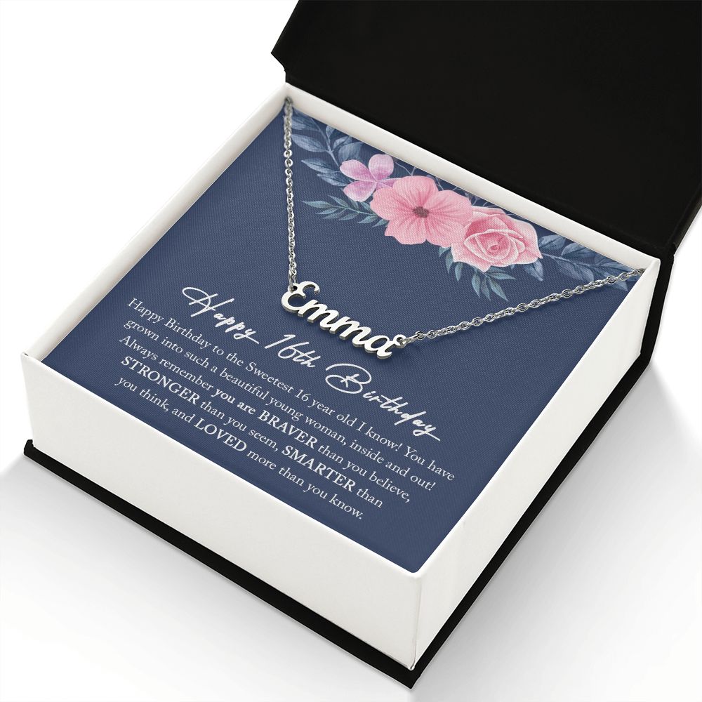 16th Birthday Gift Girl Necklace, Sweet 16 Necklace, Name Necklace for 16th Year Old Girl