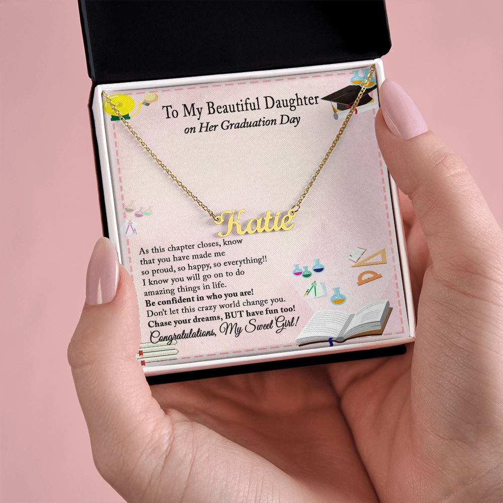 Graduation Gift Necklace for Daughter, Custom Name Necklace for