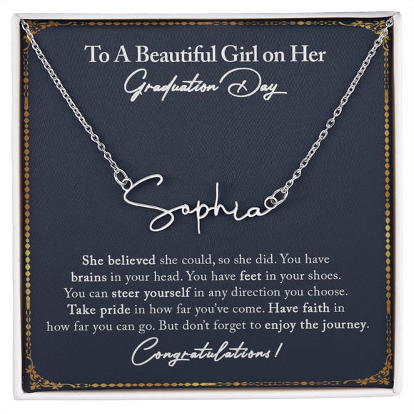 Graduation Gifts for Her, Signature Name Necklace for Daughter