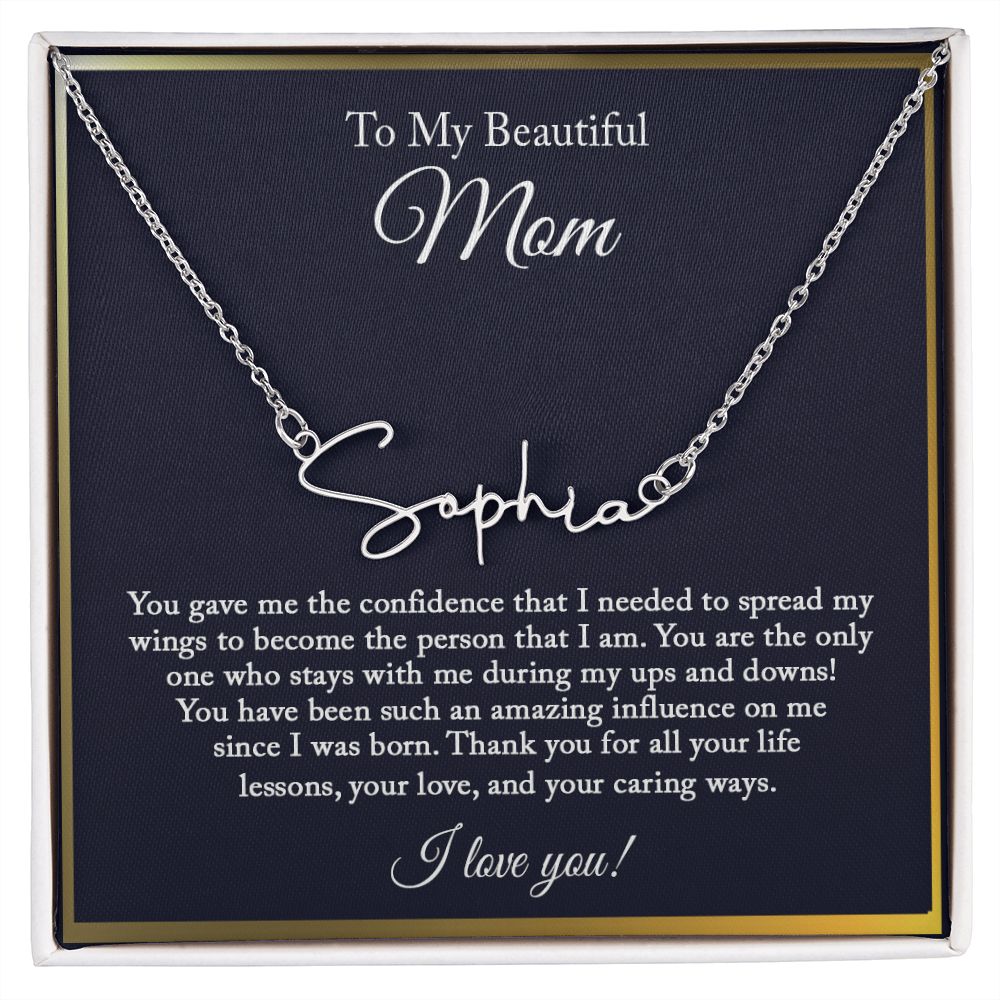 Personalized Signature Necklace for Mom, Mom Necklace, Mom Gift from Daughter, Birthday Gift from Son