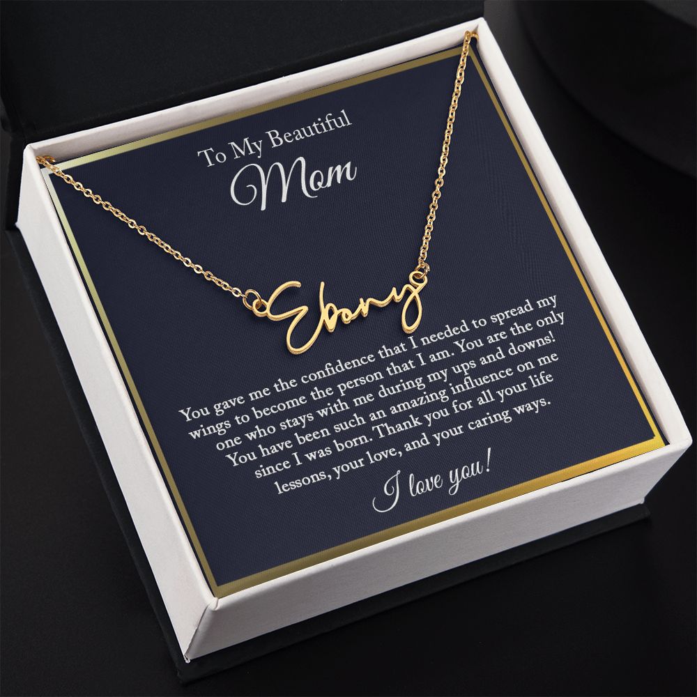 Personalized Signature Necklace for Mom, Mom Necklace, Mom Gift from Daughter, Birthday Gift from Son