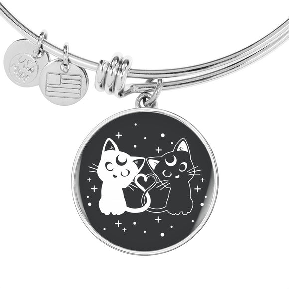Personalized Cat Bracelet Gift for Her, Cat Lover Gift for Women, Luna And Artemis Bracelet for Her, Sailor Moon Inspired Bracelet