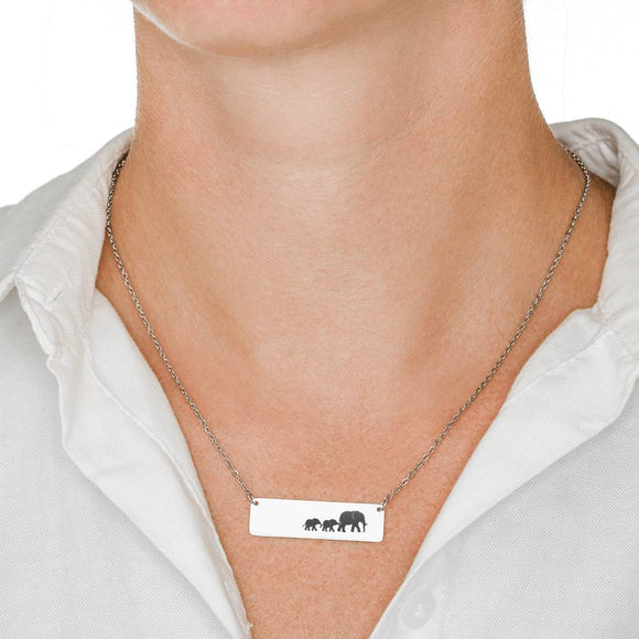 Mama and Baby Elephant Bar Necklace, Personalized Mom Gift Necklace - elephant2