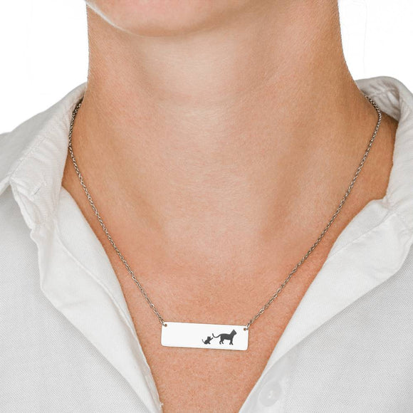 Mama Cat and Kittens Bar Necklace (Cats1)