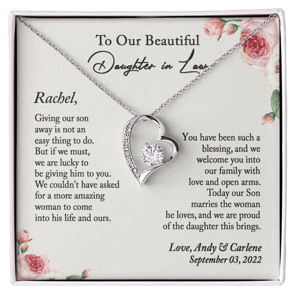 Daughter-In-Law Gift Necklace: Wedding Gift, Jewelry From Mother-In Law & Father In Law