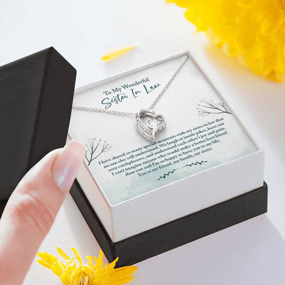 Sister In Law Necklace: Sister-In-Law Birthday Gift, Amazing Sister In Law Gift, Heart Necklace