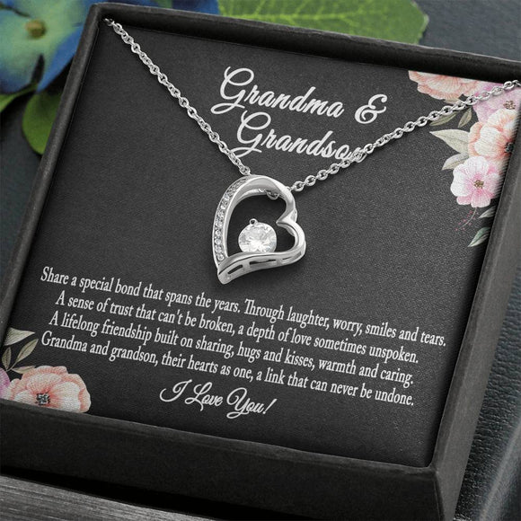 Grandmother & Grandson Necklace, Grandma Gift, Birthday Gift For Grandma From Grandson - Heart Necklace