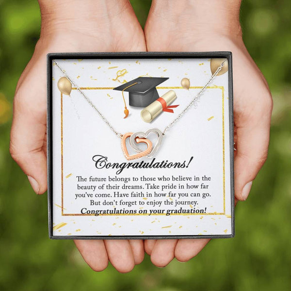 Graduation Gift Necklace Set – Inspirational Quote Jewelry With Card & Velvet Bag (Gold, Rose Gold, Silver)