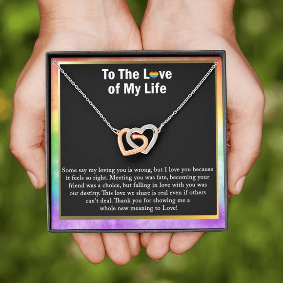 Lesbian Necklace, To The Love of My Life, Lesbian Pride Jewelry, Joint Hearts Necklace, Gifts for Her, Valentines Day Gifts, Christmas Gifts