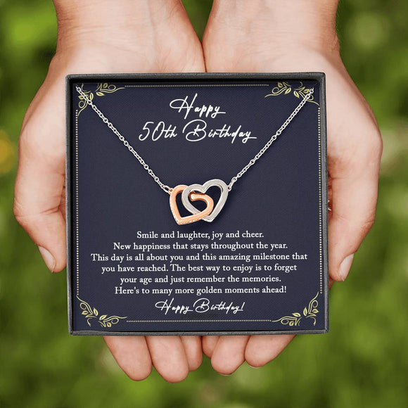 50th Birthday Gift for Women, 50th Birthday Gift For Her, 50th Birthday Necklace, Interlocking Hearts