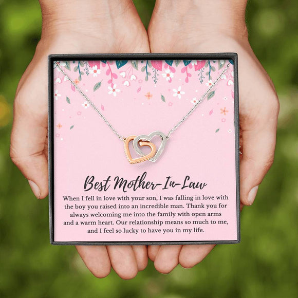 Mother-In-Law Necklace: Mother-In-Law, Mother-In-Law Gift, To My Mother-In-Law, Interlocking Hearts, Mother's Day Gift for Mother In Law