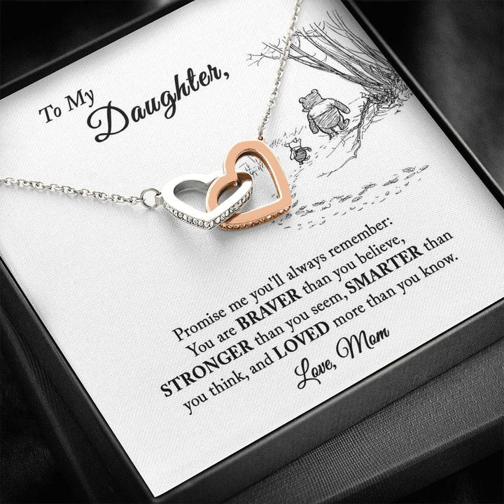 Gift For Daughter From Mom, Daughter Gift From Mom, Daughter Mother Necklace - Interlocking Hearts