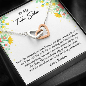 Twin Sister Necklace, Twin Sister Gift, Twin Sister Jewelry, Gift for My Twin Sister, Twin Sister Birthday Gift, Twin Sister