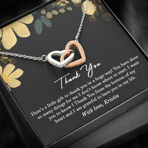 Thank You Gift Necklace, Appreciation Gift, Thank You Gift For Friend, Gift For Boss, Coworker, Babysitter, Neighbor, Linked Hearts
