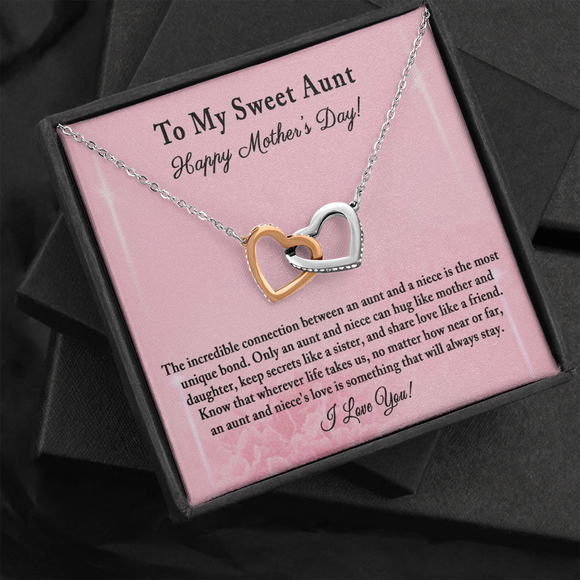 To My Sweet Aunt Necklace by Niece, Aunt Niece Necklace, Mother's Day to Aunt