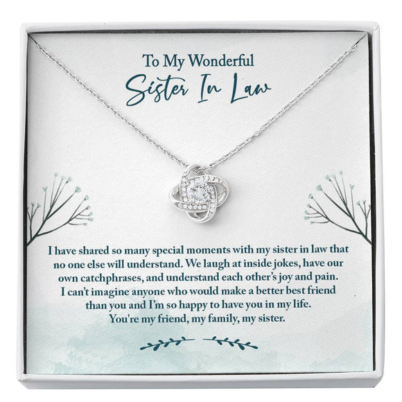 Sister In Law Necklace: Sister-In-Law Birthday Gift, Amazing Sister In Law Gift, Love Knot