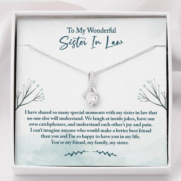 Sister In Law Necklace: Sister-In-Law Birthday Gift, Amazing Sister In Law Gift, Petite Ribbon