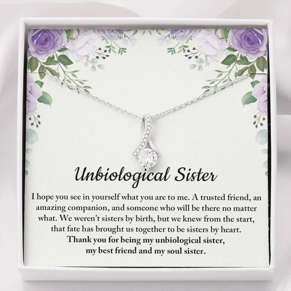Unbiological Sister Petite Ribbon Necklace, Soul Sister Gift, Best Friend Gift