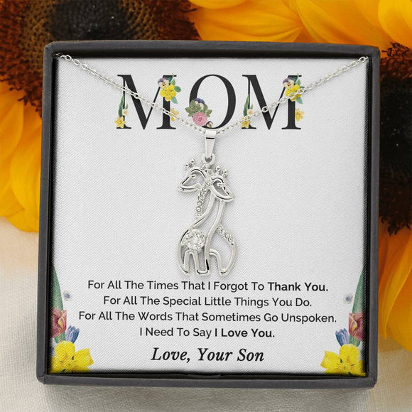 Mother's Day Gift, Mom Necklace, Gift for Mom, Mother Son Necklace, Mom Gift From Son, Forever Linked Giraffe Necklace
