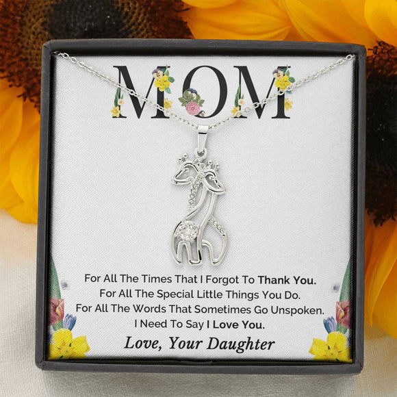 Mom Forever Linked Giraffe Necklace, Mother Daughter Necklace, Mom Gift from Daughter