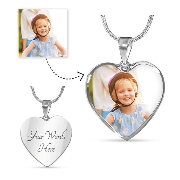 HeartQ Personalized Heart Custom Picture Necklace, Personalized Heart Photo Necklace