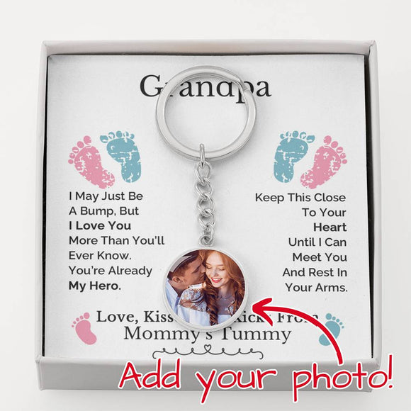 Grandpa To Be Keepsake Gift From Baby Bump, Birthday Gift for New Grandpa, Pregnancy Scan Keychain, Fathers Day Gift